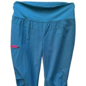 Marmots Womens Hiking Pants Size XL Teal Logo Zipper Pocket Elastic Pull On